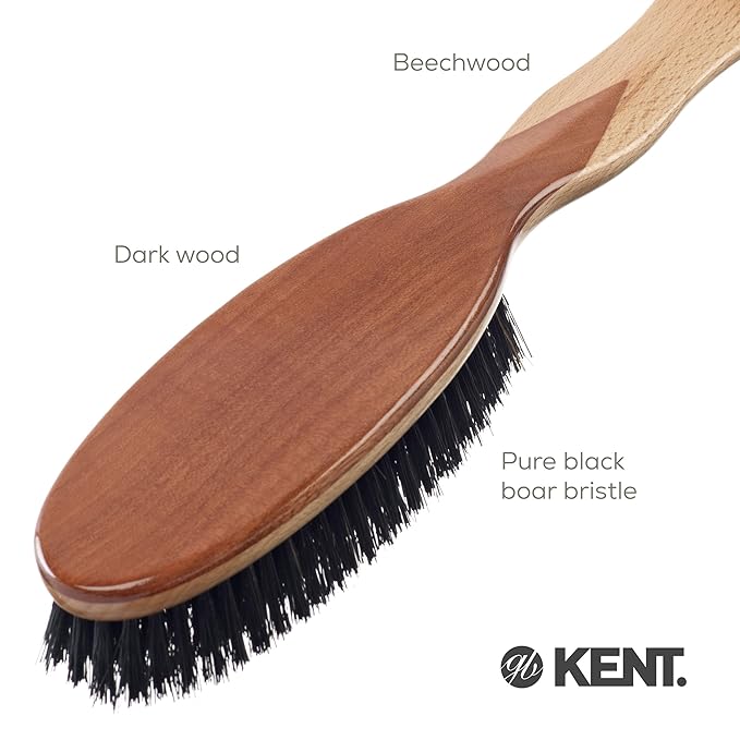 Kent CS1B Clothes Brush, Fabric Lint Remover for Cotton, Wool, Suede and Silk, Pure Black Bristles Handcrafted Two Tone Cherrywood Veneer Remover for Dust, Fluff and pet Hair. Made in England