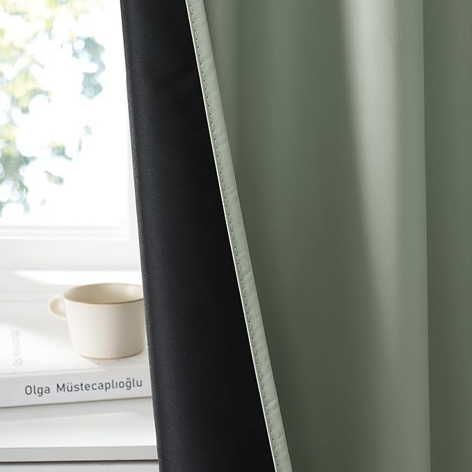 RYB HOME 100% Blackout Basement Curtains 36 inches Long, Heat & UV Blocking