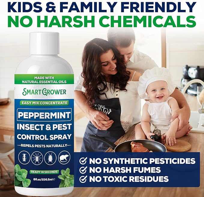 Peppermint Insect & Pest Control Best Value Concentrate - Repels Insects & Pests for Home, Indoor, Outdoor, Garden - Maximum Strength Concentrate (Makes One Gallon RTU) 8 oz