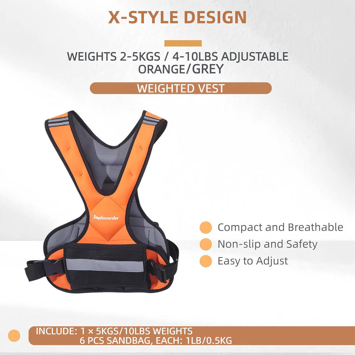Skiennix Adjustable Weighted Vest - 6lbs/12lbs for Strength Training, Running & Workouts | Reflective Stripes