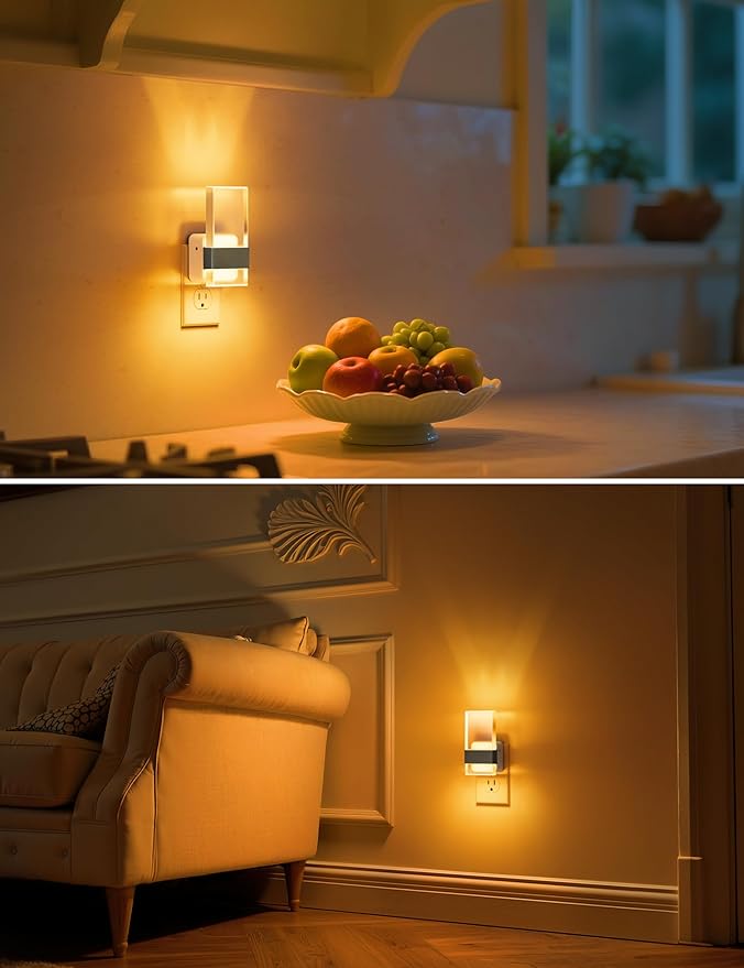 L LOHAS LED Night Light, Amber Night Lights Plug Into Wall, 2 Pack Dusk-to-Dawn