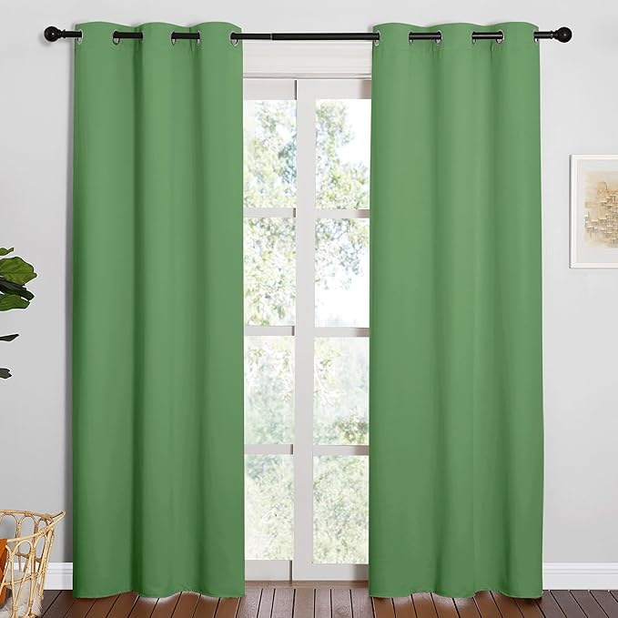 NICETOWN Froest Green Blackout Curtains 84 inches Length