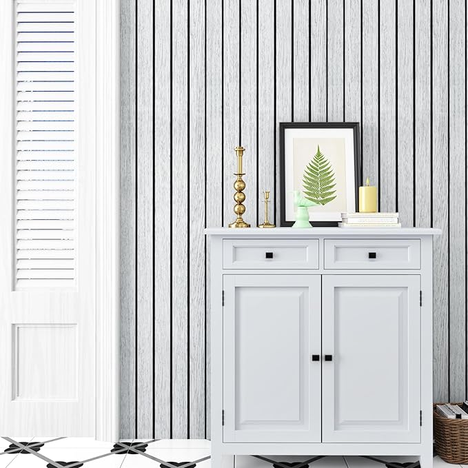 White/Grey 3D Wood Slat Panels for Walls Peel and Stick PVC Slat Wall Paneling