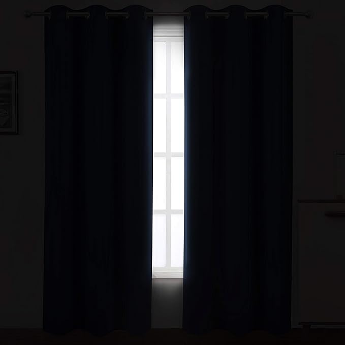 LEMOMO Navy Blue Thermal Blackout Curtains/42 x 95 Inch/Set of 2 Panels Room