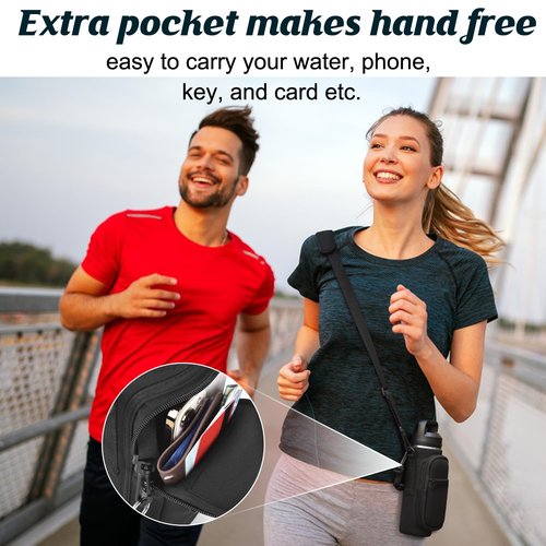 RUCHBA Water Bottle Holder with Strap Phone Pocket, Crossbody Carrier Sling Bag for YETI 18 24 26 32 36 40oz Cup Gym Hiking Travelling