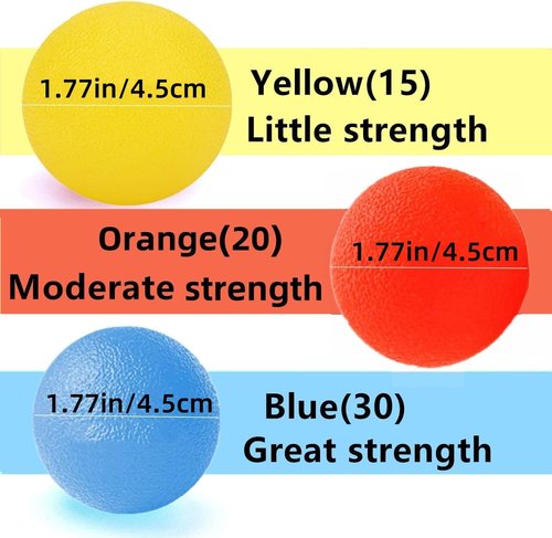 3 Resistance Levels Hand Exercise Balls, Stress Balls for Adults, Squeeze Balls for Physical Therapy, Hand Grip Strength Trainer Hand Squeezers for Strength, Wrist Forearm Finger Exerciser