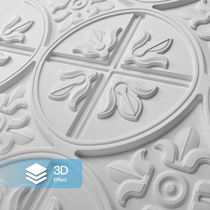 Art3d Drop Ceiling Tiles 24x24in., Wainscoting Panels Glue Up 2ft x 2ft