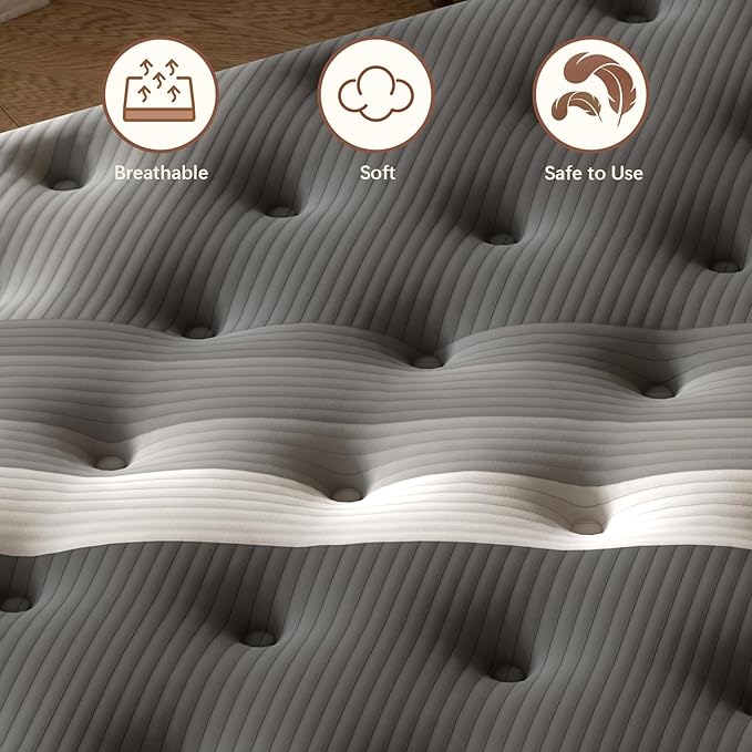 Full Mattress,Lechepus 14Inch Soft Memory Foam Hybrid Mattresses in Box,Plush Feel Full Size with Supportive Pocket Coil for Back Pain Relief,Motion Isolation, None of Fiberglass