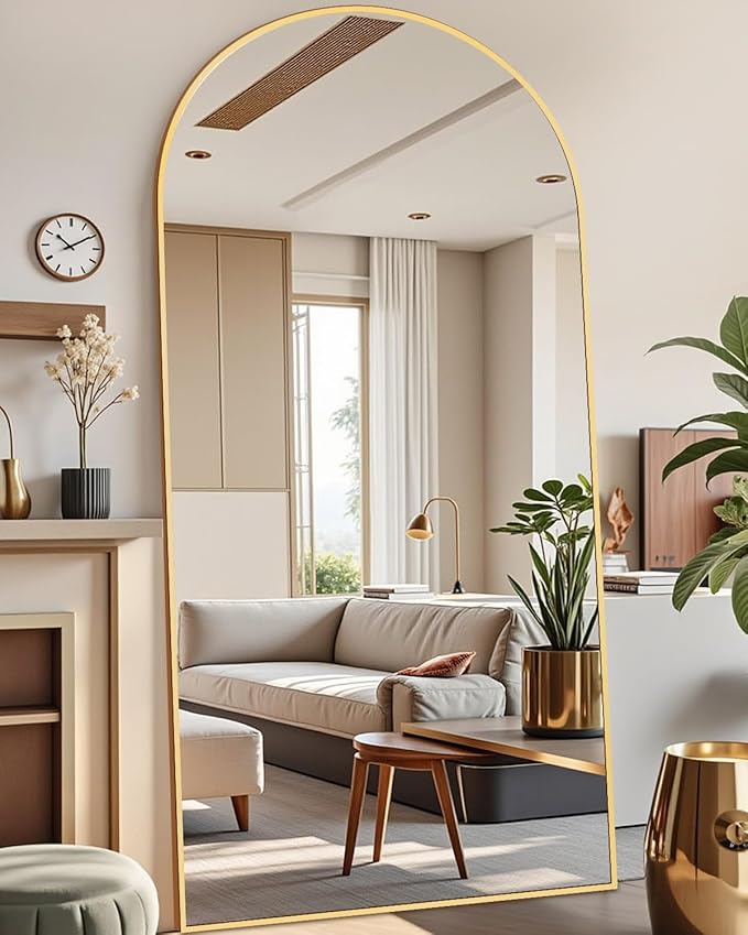 DMWOODFL 77x38 Inch Gold Arched Full Length Mirror