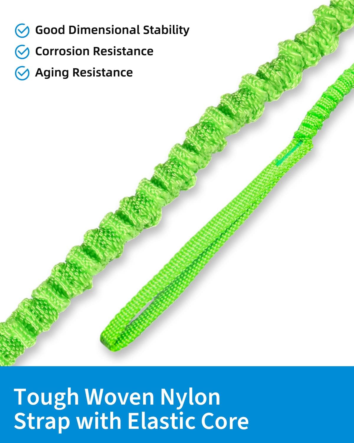 OCEANBROAD Kayak Paddle Leash - Stretchable Bungee Strap Lanyard for SUP & Canoeing | 5-7 Feet, Lawn Green