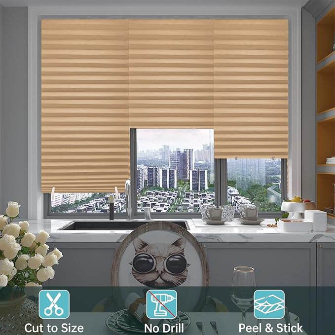 Changshade 6 Pack Temporary Shades, Pleated Paper Blinds