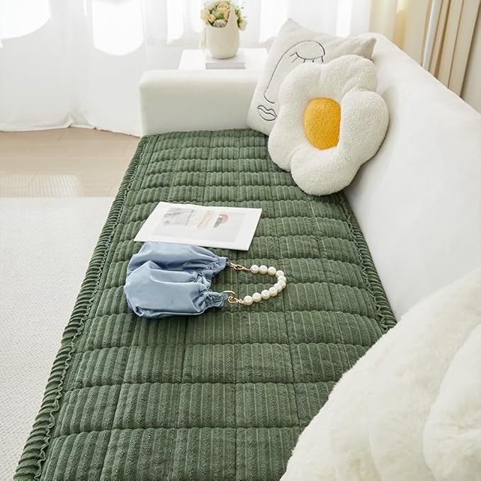 Couch Cover for Dogs Washable, Fuzzy Pet Couch Covers for 3 Cushion Sofa Pet Friendly, Non Slip Sofa Cover (Green, 27.6" x 70.9"/70 x 180cm)
