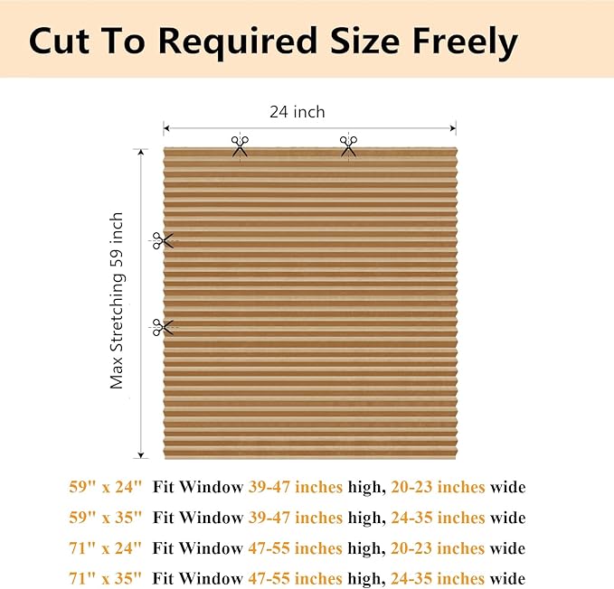 Window Blinds Cordless No Drill Cut to Size Clip On Stick On Self Adhesive