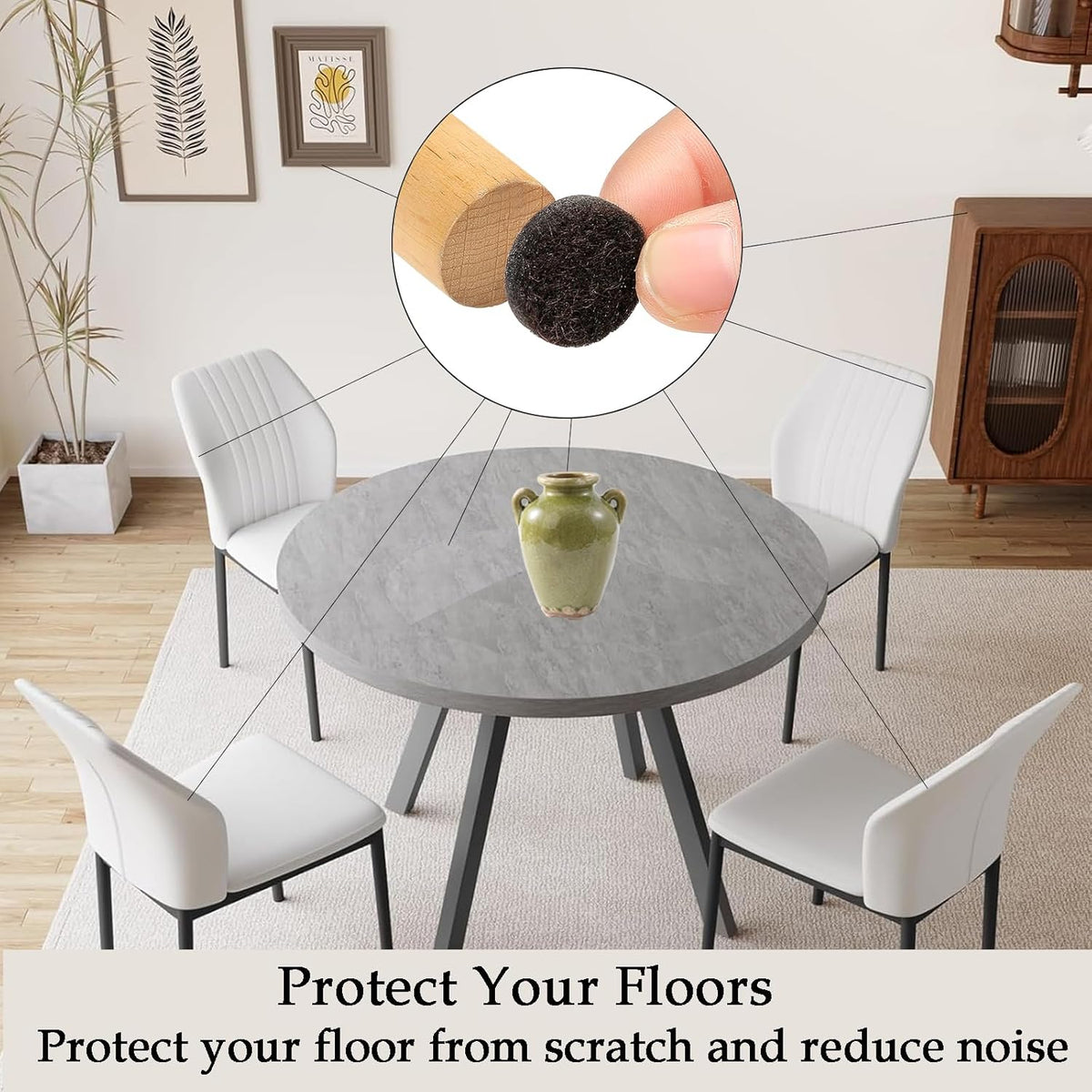 Fursafe&Q Felt Furniture Pads, Furniture Felt Pads for Hardwood Floors -Self Adhesive Chair Leg Floor Protectors, Protect from Nicks, Dents and Scratches, Chair Feet Protectors 136 Pcs Chair Feet