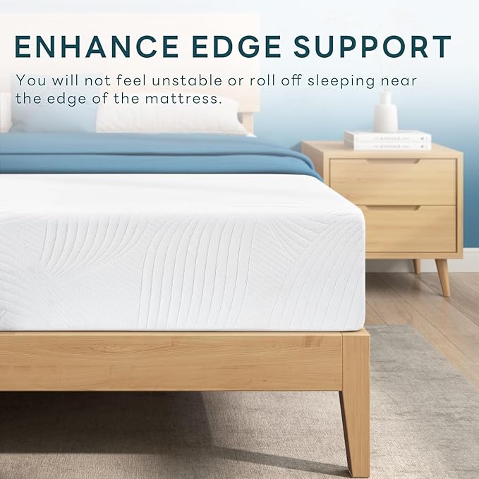Twin Mattress 10 Inch, Memory Foam Mattress Twin Size, Green Tea Cooling Gel Infused for Pressure Relief, Bed in a Box CertiPUR-US Certified & Fiberglass Free