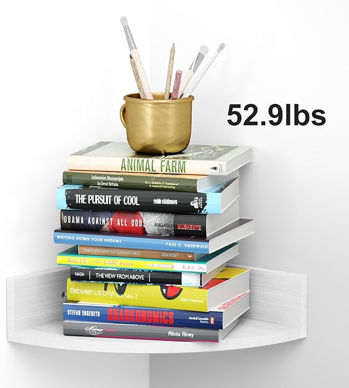 Alsonerbay White Corner Shelf Wall Mount, Large Wooden Shelves