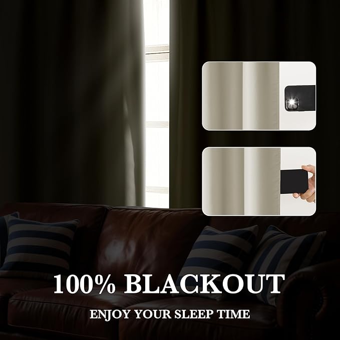 RYB HOME Bedroom Blackout Curtains 72 inches Long, 100% Blackout Thermal