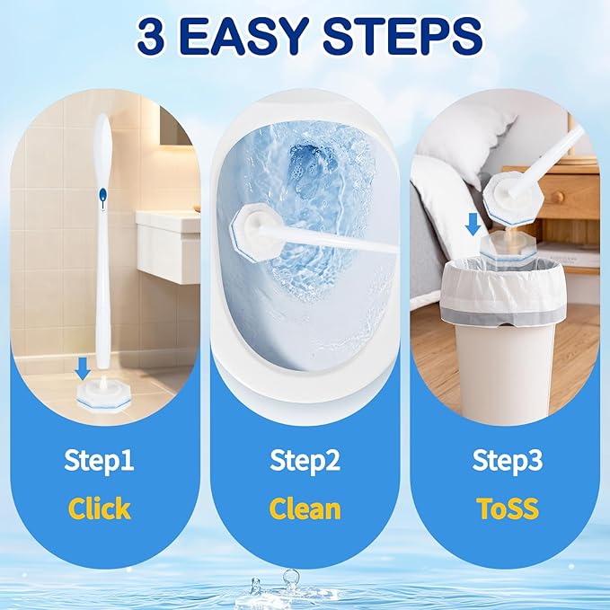 40 Count Disposable Toilet Wand Refills for Clorox Toilet Wand Refills, 5X Cleaning Power Scrubber Refill, Bathroom Cleaning Supplies, No Falling Apart, Fresh Fragrance