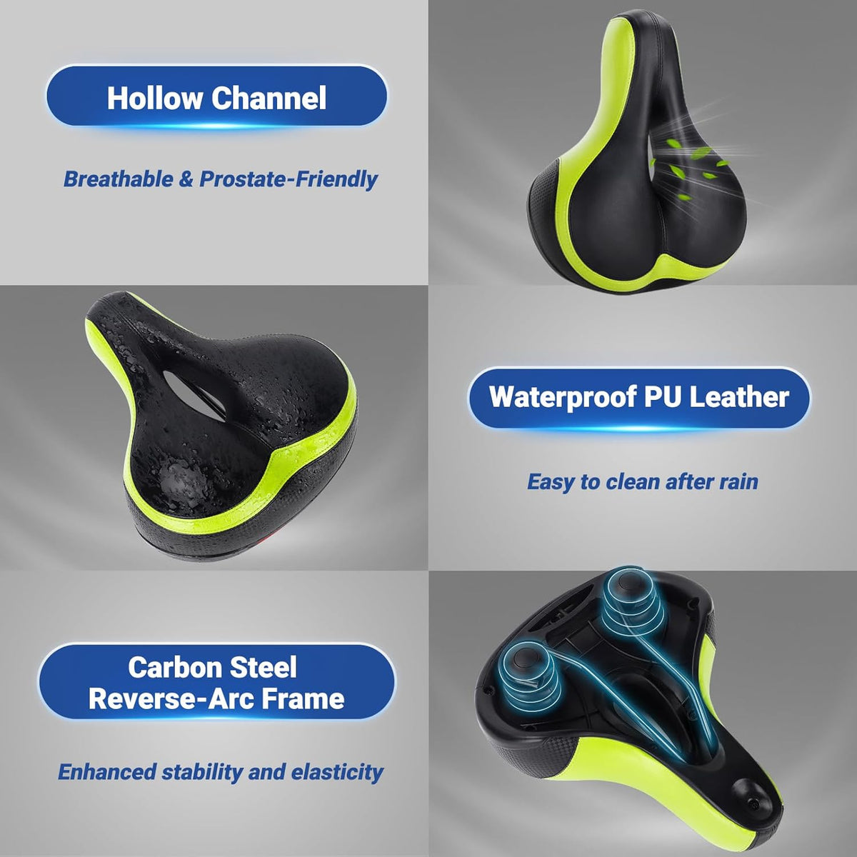 TONBUX Comfortable Bike Seat - Memory Foam Saddle with Dual Shock Absorption | Universal Fit for All Bikes