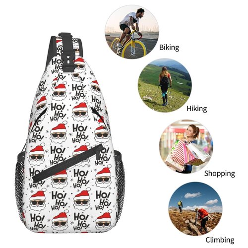 Christmas Santa Claus Sling Backpack For Women Men - Adjustable, Merry Xmas Daypack Gift