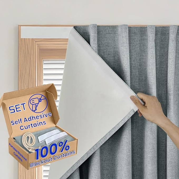 Self-Adhesive Complete 100% Blackout Curtain