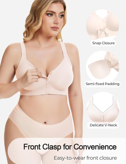 Gailife V-Neck Wireless Bras for Women - Seamless Full Coverage Mastectomy Bralettes