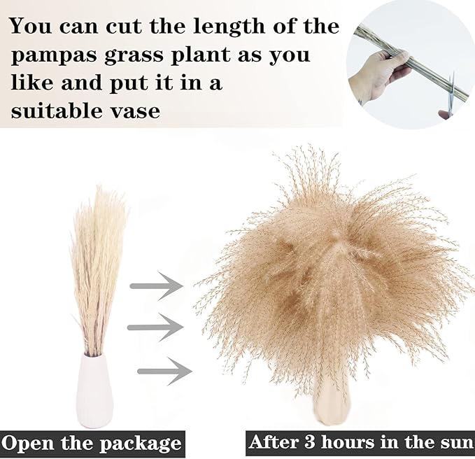 200PCS Dried Flower Bouquet – Pampas Grass, Floral Decor for Home, Wedding, and Boho Style | Perfect for Vases, Fall, Spring, Summer, and Winter Arrangements
