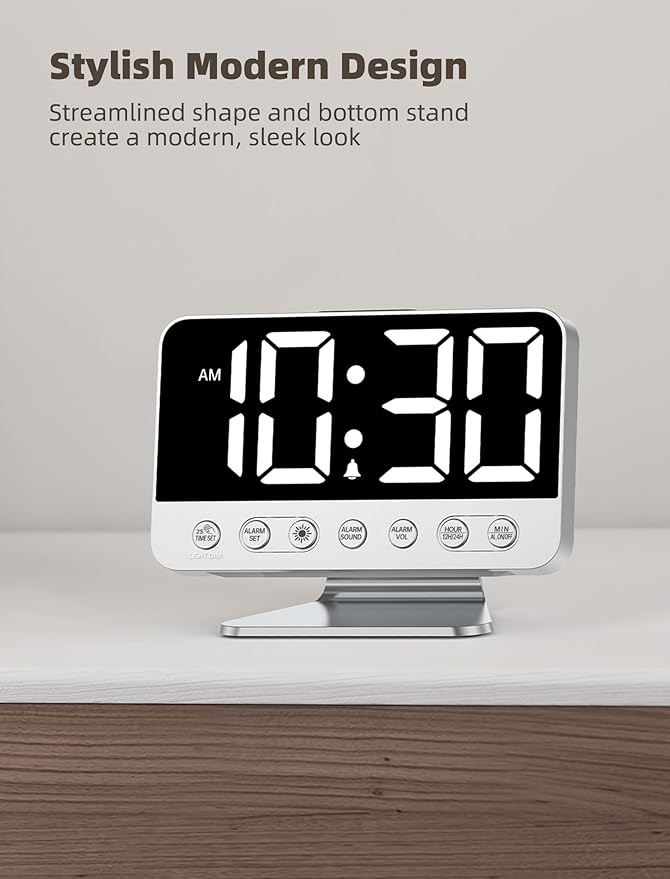 Odokee Digital Alarm Clocks for Bedrooms: Large Bold Number 5 Brightness Dimmer