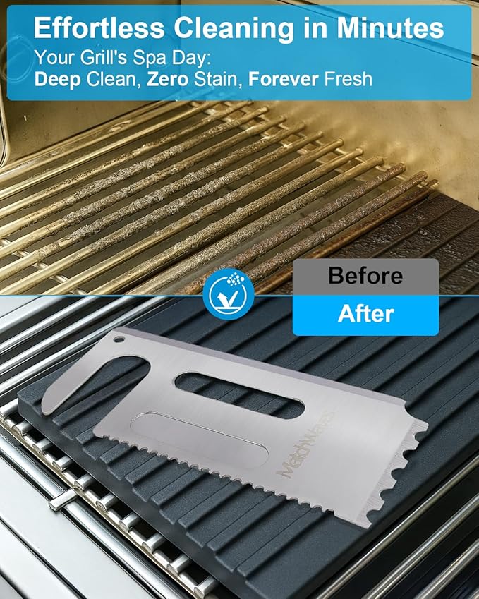 Grill Scraper for Traeger Grills, Stainless Steel Grill Grate Cleaner - Safe Bristle-Free Grill Cleaning Tool