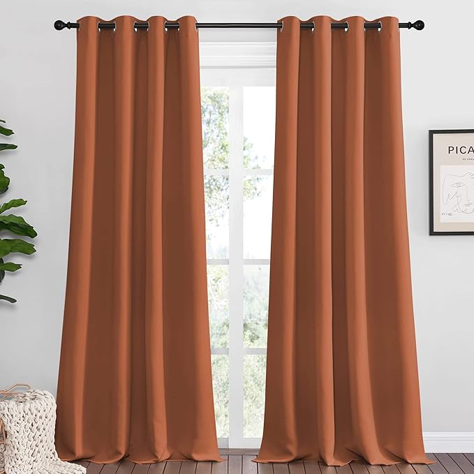 NICETOWN Burnt Orange Blackout Curtains
