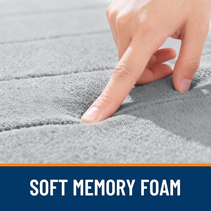 OLANLY Memory Foam Long Bathroom Rugs Runner 47x24, Super Soft Absorbent Bath Mat, Quick Dry, Machine Washable Shower Floor Rugs, Bathmat Carpet, Bathroom Home Decor Accessories, Light Gray