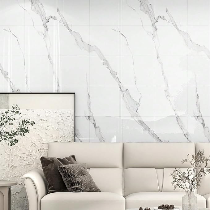Chejiaye 10pcs Marble Peel and Stick Backsplash Waterproof Washroom Wall Panels