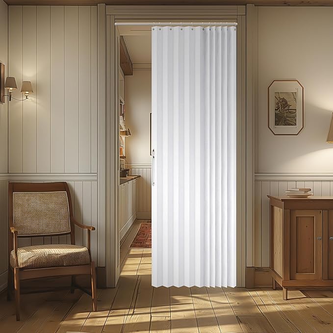 AJAZZ 100% Blackout Magnetic Door Curtain Accordion Doors Interior Closet Door