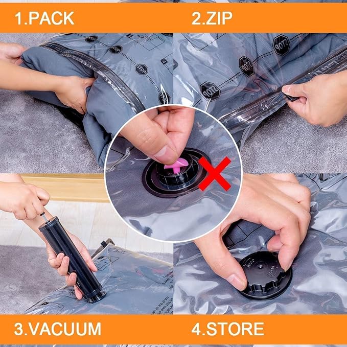 GONGSHI Vacuum Storage Bags, Space Saver Seal Bags For Clothing, Travel Luggage,Blankets, Comforters, Pillows, Clothes Storage.36 Combo