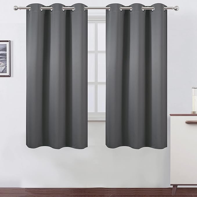 LEMOMO Frost Grey Thermal Blackout Curtains/38 x 63 Inch/Set of 2 Panels Room