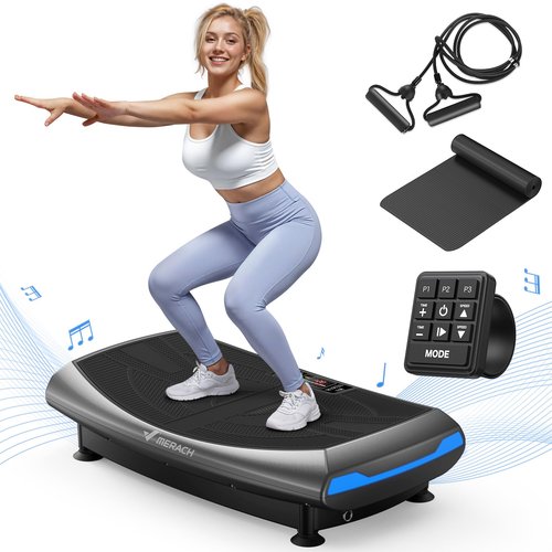 MERACH 4D Vibration Plate Exercise Machine, 7-in-1 Vibration Plate with Glide, Swing & Massage, Vibrating Plates with Whole Body Workout Sculpting Platform for Home Fitness for Women Men (Grey)
