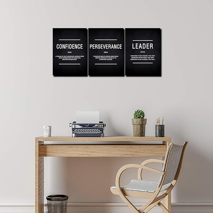 HUADO Motivational Canvas Wall Art, Leader Confidence Perseverance Office Wall