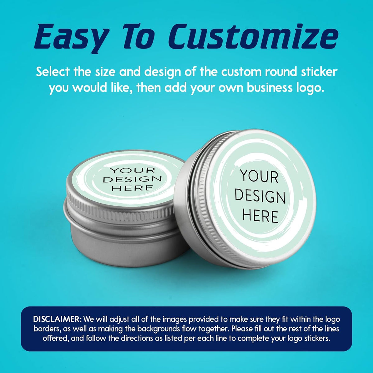 100 Custom Vinyl Stickers - Upload Your own Image, Text, Design, Logo - Personalized Logo Labels for Handmade, Packaging, Bottle, Jars, Candle, Brand Stickers (Mint, 5x5)