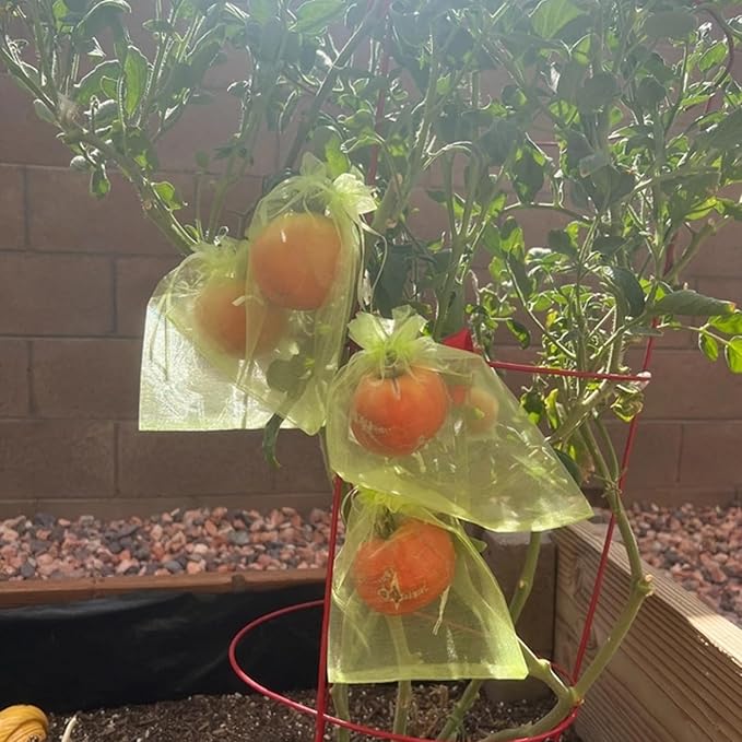 30 Pcs 6.7''×9'' Drawstring Fruit Netting Bags, Reusable Garden Netting Bags, Medium Fruit Protection Bags, Fruit Cover Mesh Bag for Fruit Trees Vegetable Floral