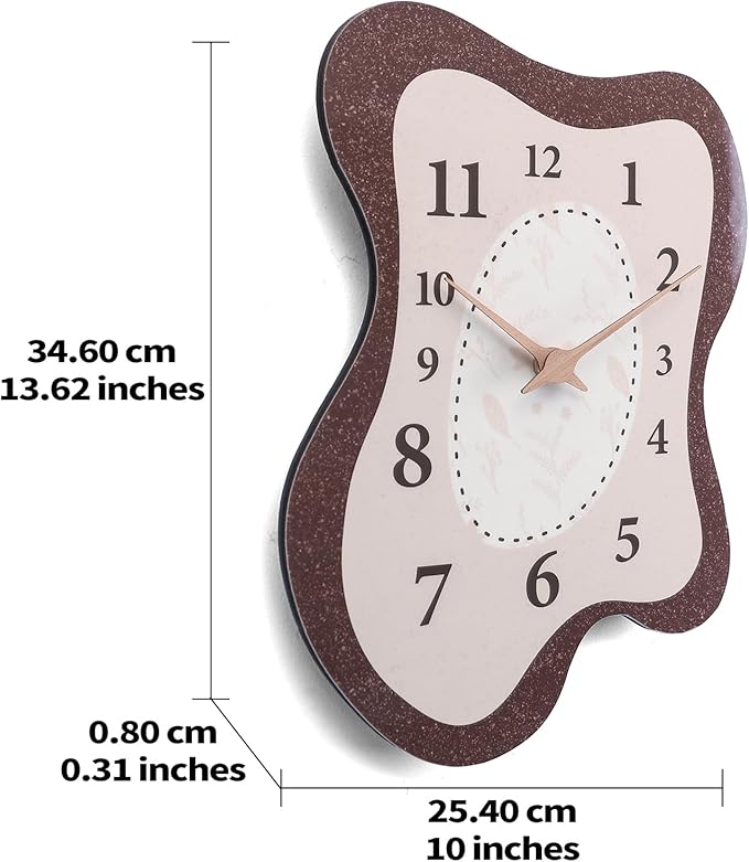 Mid Century Retro Irregular Shape Wall Clock, Silent Non-Ticking Battery