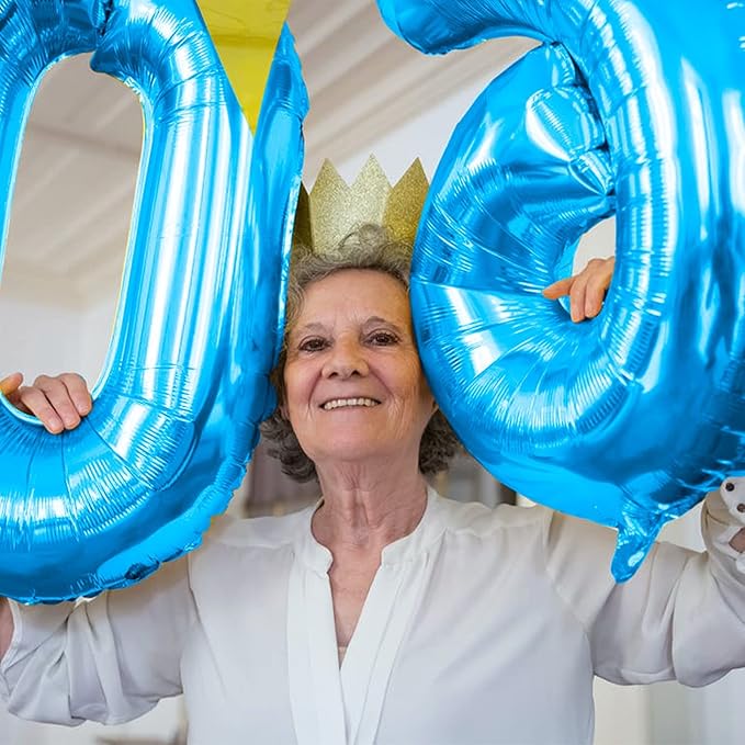 40 Inch Blue Large Numbers Balloons 0-9, Self Inflating Foil Number 6 Helium Balloons for 6th Boys, Big Digit 6 Balloons for Men 16th 60th Birthday Party Anniversary Graduation Supplies Decorations
