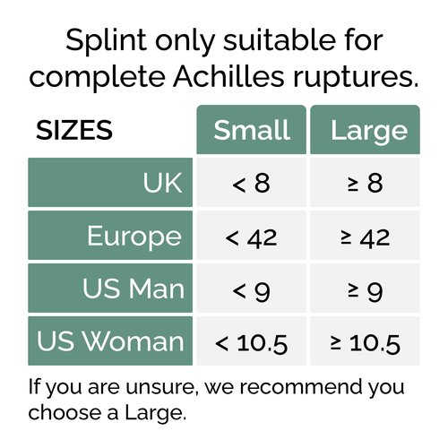 Achilles Tendon RUPTURE Night Splint, ONLY for COMPLETE Achilles tear - BEFORE PURCHASE: 1. Select SIZE & SIDE 2. Check with MEDICAL PROFESSIONAL (Large, Right)