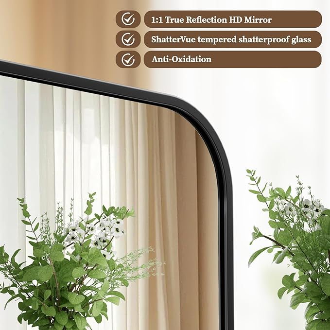 BEAUTYPEAK 24" x 36" Rectangular Aluminum Alloy Frame Wall Mounted Bathroom