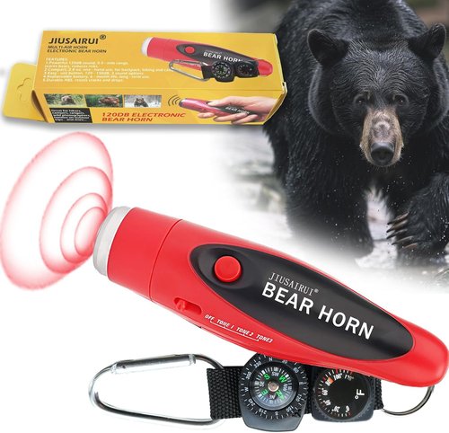 JIUSAIRUI 120dB Electronic Air Horn - Scare Bears & Enhance Safety with Compass & Thermometer