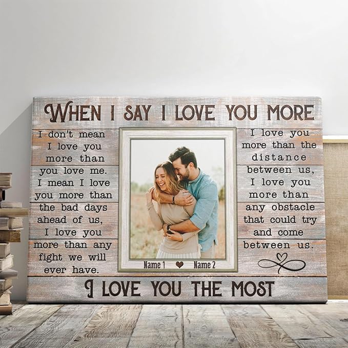 Dem Canvas Personalized Canvas Prints, Custom Love Canvas, When I Say I Love You More Wedding Gifts For Couple Canvas Anniversary Valentine Gift For Wedding Canvas (18x12)