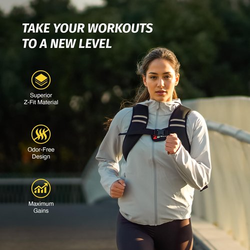 ZELUS Weighted Vest, Z-Fit Weighted Vest for Women and Men, 10 lb Weight Vest with Reflective Stripes & Adjustable Straps, Ultra Thin Weight Vest for Home Gym Strength Training Weight Loss Workout