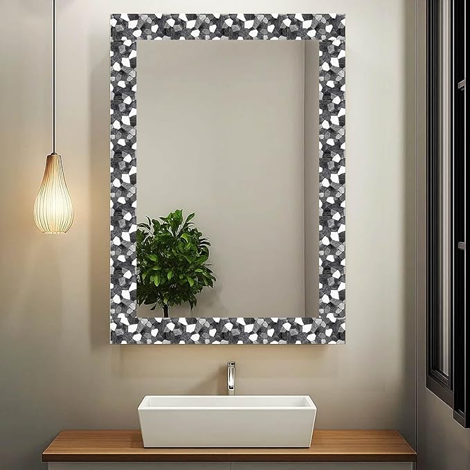 IVN Wallpaper Border Black White Stone Pattern Design 4x196 Inch Peel and Stick