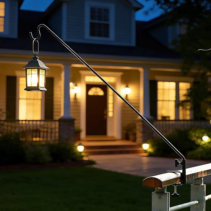 ERYTLLY Heavy Duty Deck Hook, Extensible and Adjustable Deck Hook with 2" Non Slip Horizontal Clamp for Hanging Bird Feeder, Plants, Suet Baskets,Wind Chimes,Lanterns and More