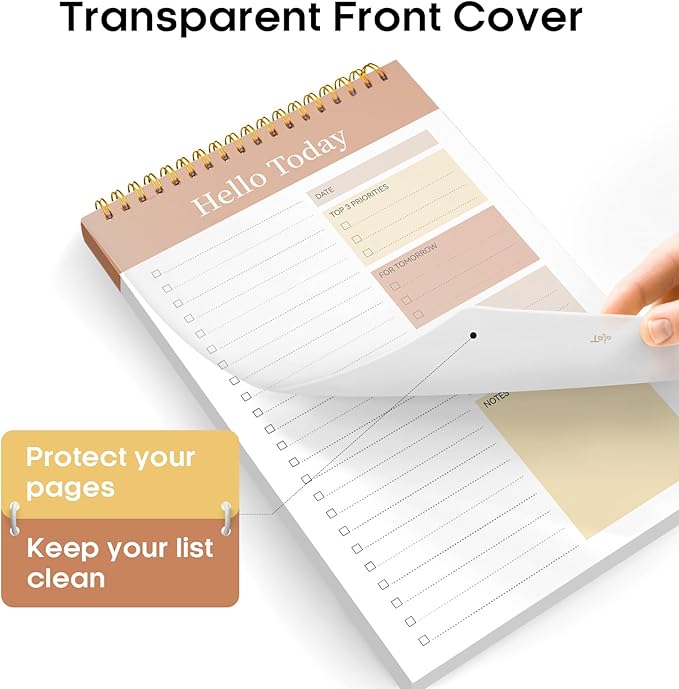 Taja To Do List Notepad - To Do List Notebook for Work with 52 Sheets, 9.8" x 6.5", Undated Daily Planner Perfect for Daily Tasks and Goal Setting, Notepad Suitable for Office, Home & School - Brown