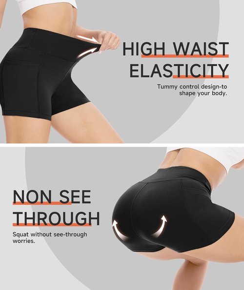 GAYHAY High Waisted Biker Shorts - Soft Black Spandex for Women | Perfect for Workout, Yoga, Dance